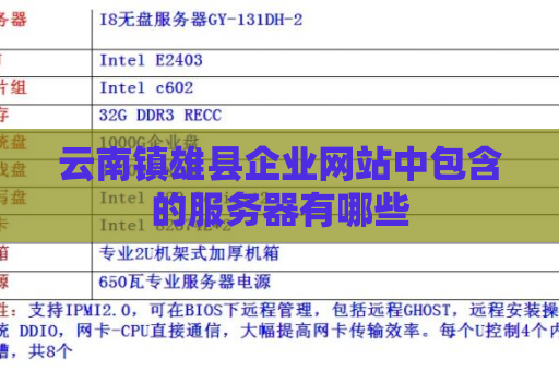 云南镇雄县企业网站中包含的服务器有哪些